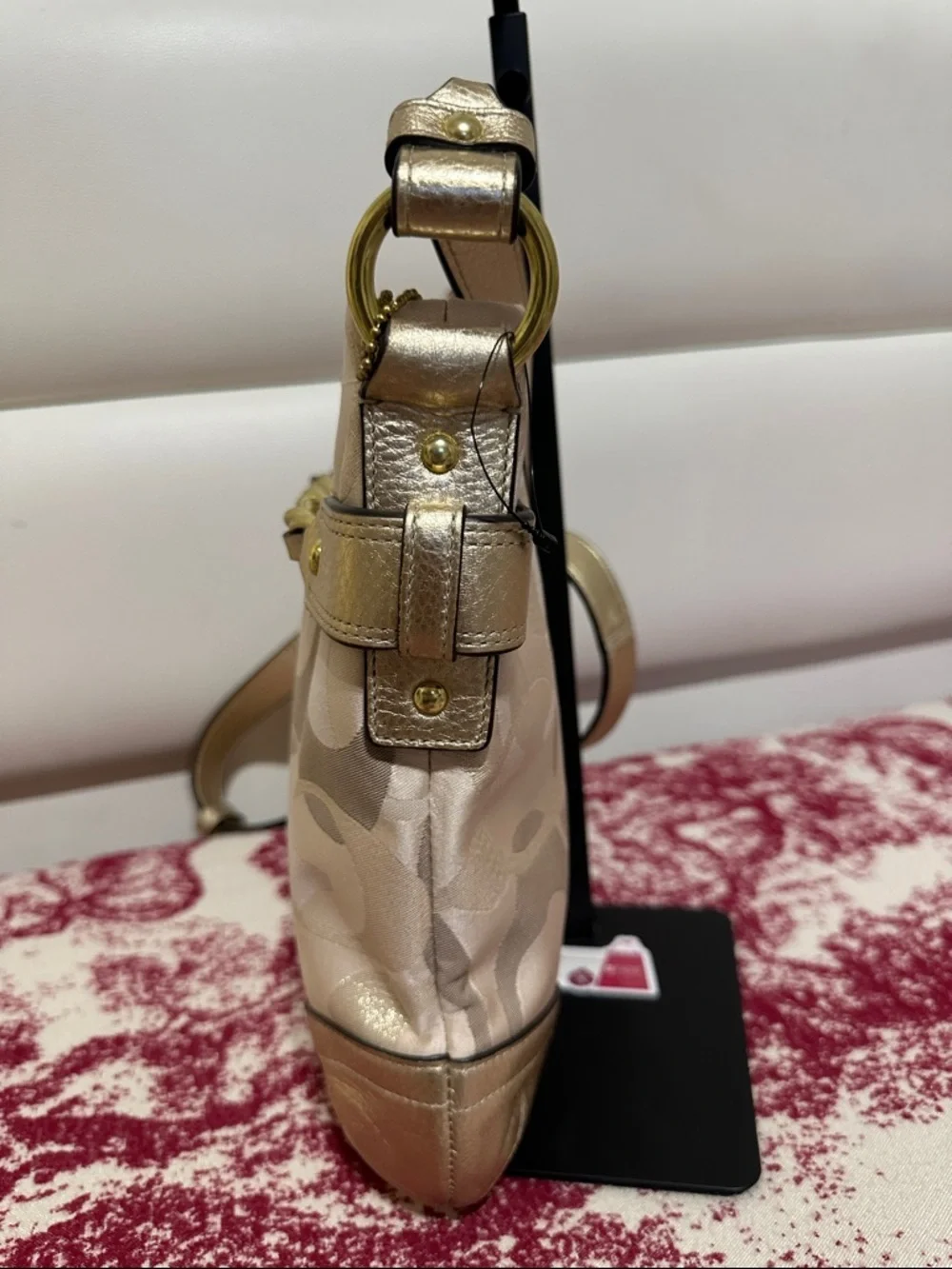 Coach Metallic Gold and Cream Signature Crossbody Shoulder/Crossbody Bag - Picture 6 of 15